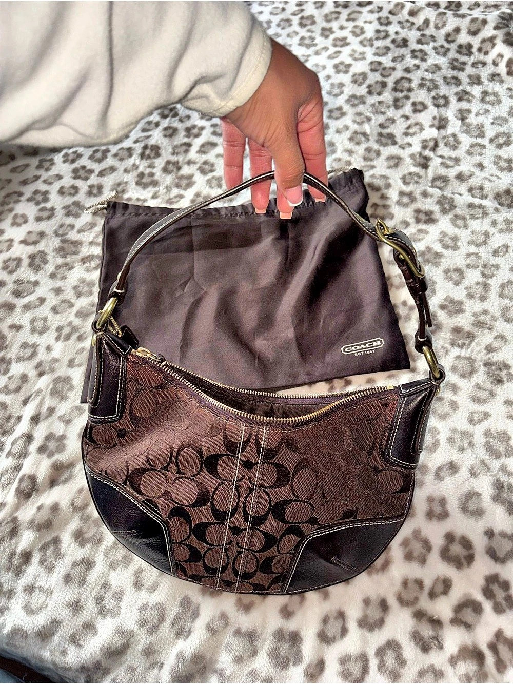 Coach Signature Hobo Bag Brown Shoulder Bag